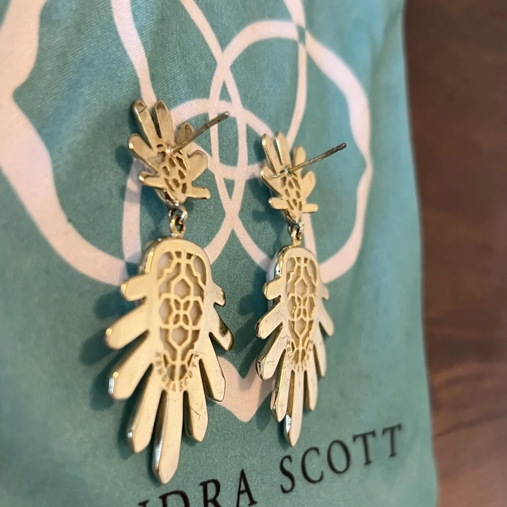 Kendra Scott Vintage Gold and Iridescent “Avant Garden” Earrings - Picture 4 of 10